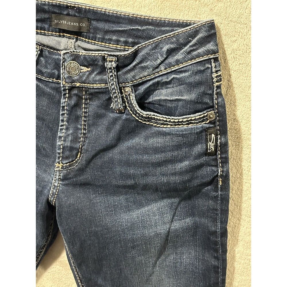 Silver Jeans Womens 27 Blue Suki Skinny Mid Rise Dark Wash Stretch Denim - Picture 2 of 15